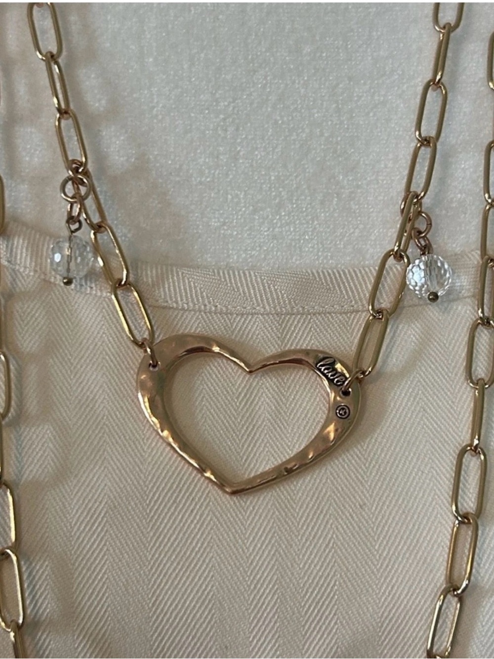 Open Heart Layered Gold Chain Necklace for Women katia Designs paperclip chain - Picture 2 of 6